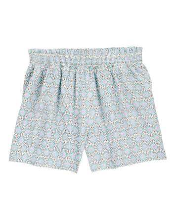 Kid Geo Print Linen Look-Alike Flowy Pull-On Shorts, 