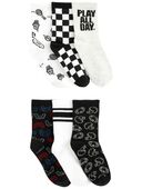 Black/White - Kid 6-Pack Gamer Socks