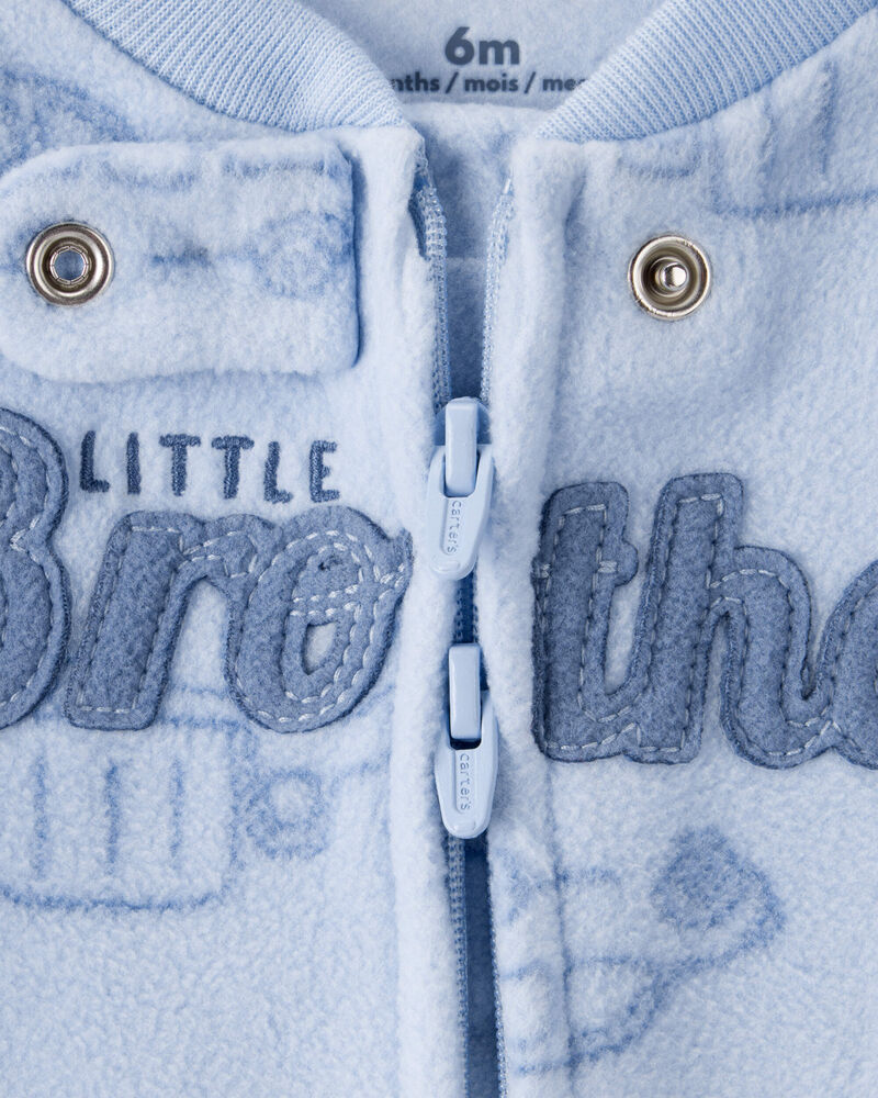 Baby Boy Firetruck Print Loose Fit Long-Sleeve Sleep & Play - Blue, image 3 of 4 slides