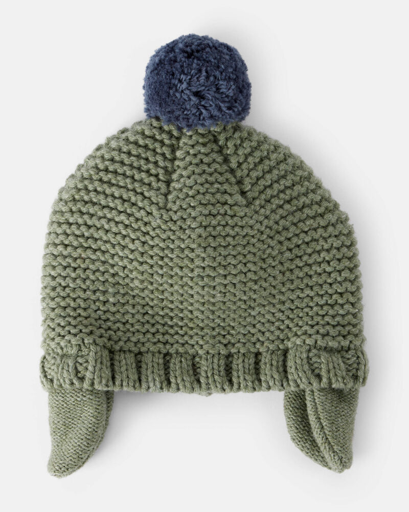 Baby Boy Pom Winter Hat - Green, image 1 of 2 slides