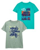 Kid 2-Pack Racecar & Monster Truck Graphic Tees, image 1 of 5 slides