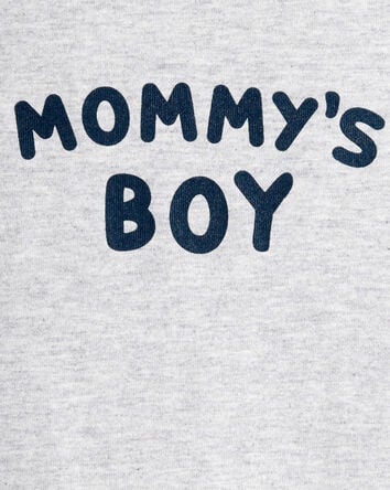 Baby Boy "Mommy's Boy" Long-Sleeve Graphic Bodysuit - Grey, 