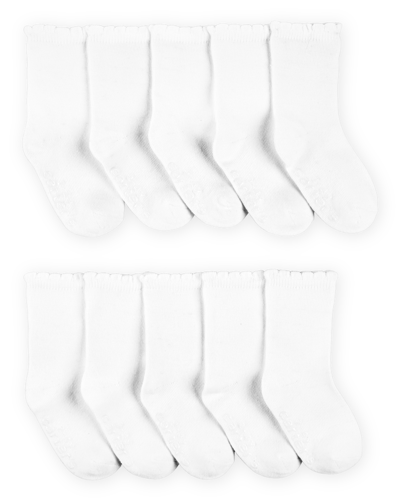 Toddler 10-Pack Scallop Crew Socks, image 1 of 2 slides