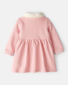 Baby Girl Polo Collared Cotton Dress - Pink, image 2 of 6 slides
