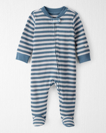 Baby Sleep & Play Pajamas Made with Organic Cotton in Blue Stripes, 