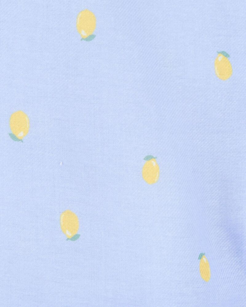 Kid Lemon Print Loose Fit 2-Piece Pajamas - Blue, image 2 of 3 slides