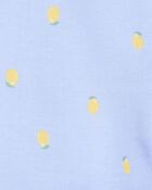 Kid Lemon Print Loose Fit 2-Piece Pajamas - Blue, image 2 of 3 slides