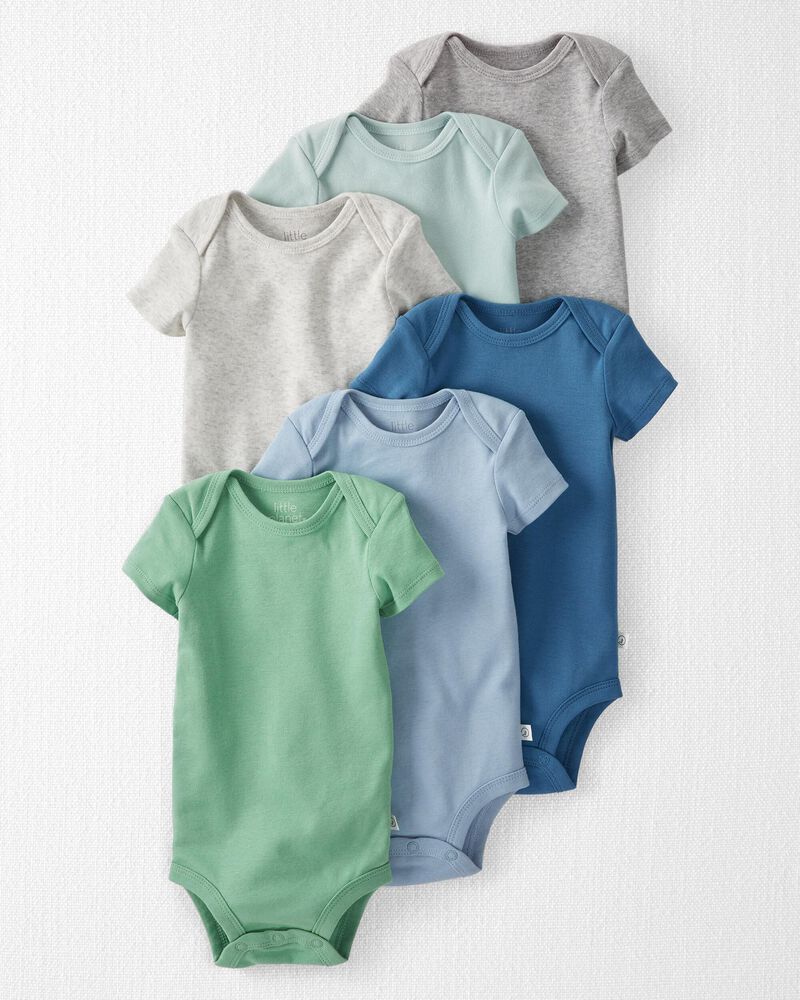 Baby 6-Pack Cotton Rib Bodysuits, image 1 of 4 slides