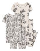 Kid 4-Piece Butterfly 100% Snug Fit Cotton Pajamas - Black/White, image 1 of 4 slides