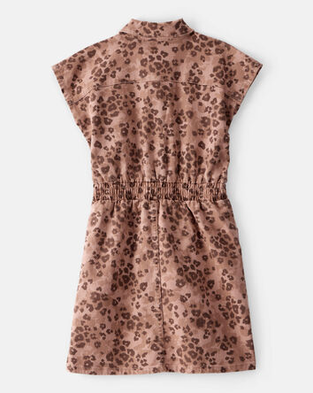 Girls Cheetah Print Short-Sleeve Dress - Brown, 
