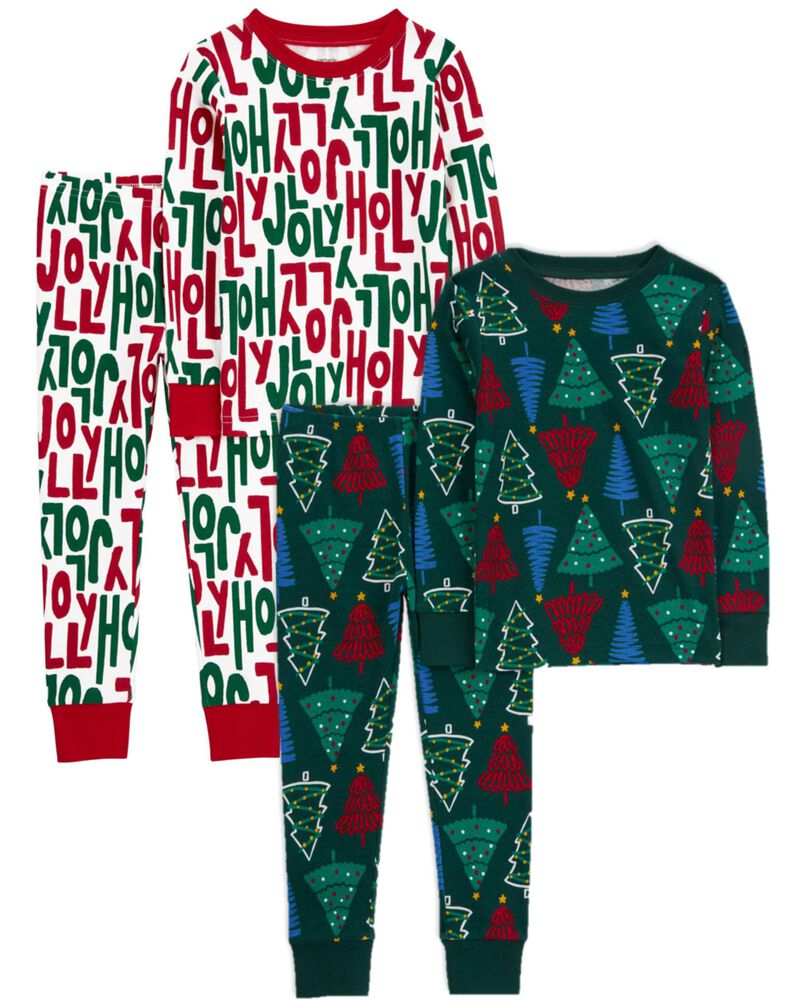 Toddler 4-Piece Christmas 100% Snug Fit Cotton Pajamas, image 1 of 6 slides