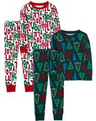 Toddler 4-Piece Christmas 100% Snug Fit Cotton Pajamas, image 1 of 6 slides