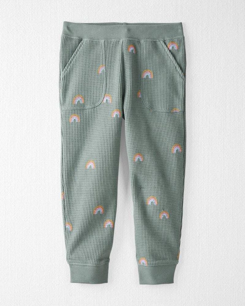 Toddler Organic Cotton Waffle Knit Set in Magical Rainbow Print, image 2 of 6 slides