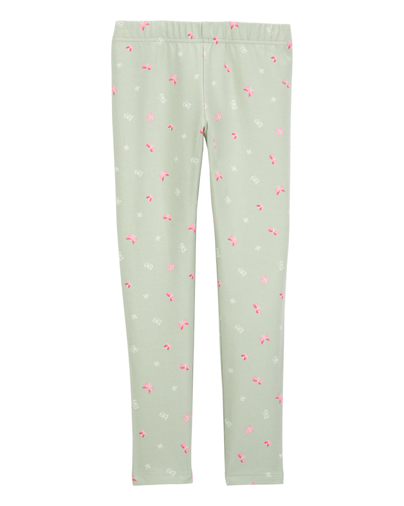 Kid Floral Stretch Leggings - Green, image 2 of 5 slides