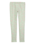 Kid Floral Stretch Leggings - Green, image 2 of 5 slides