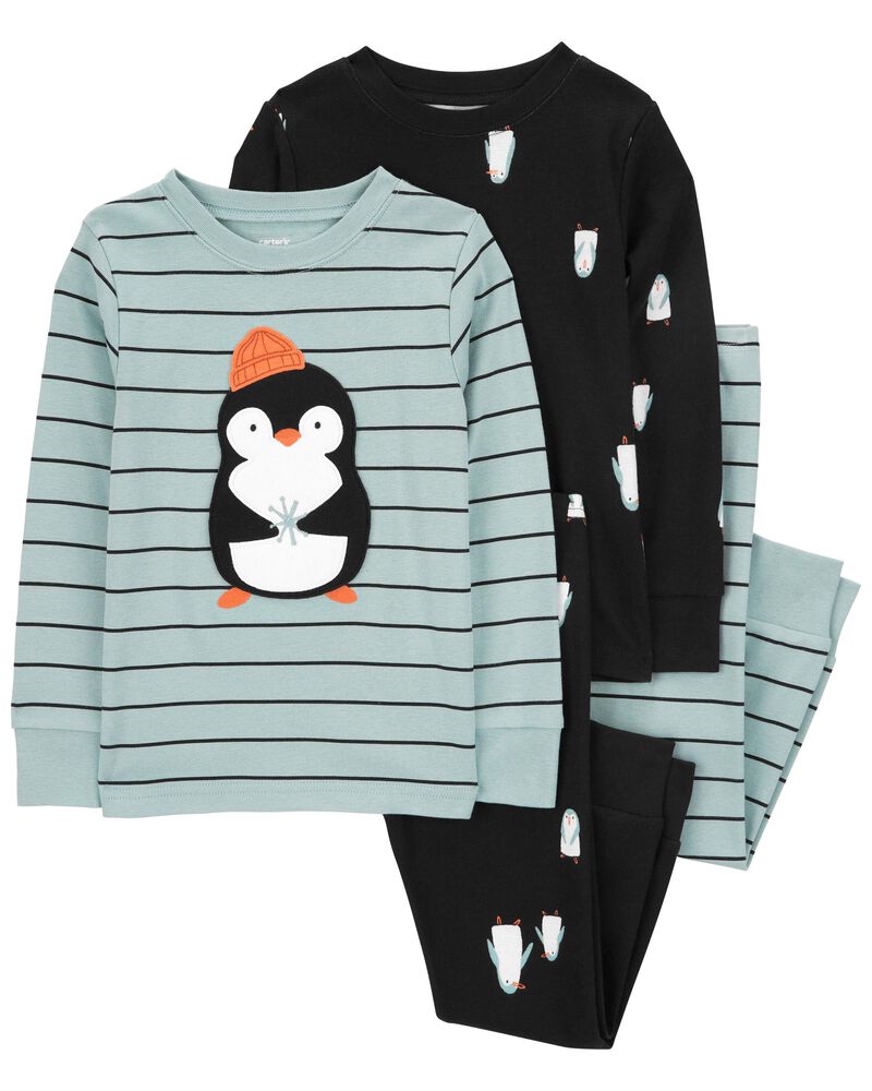 Baby 4-Piece Penguin 100% Snug Fit Cotton Pajamas, image 1 of 5 slides