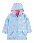 Toddler Floral Color Changing Rain Jacket - Blue, image 2 of 6 slides