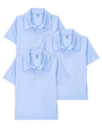 Kid 3-Pack Active Uniform Polo Shirts in Moisture Wicking BeCool™ Fabric - Blue, 