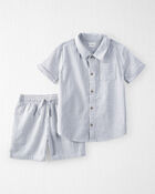 Kid 2-Piece Organic Cotton Gauze Checkered-Print Set, image 1 of 6 slides
