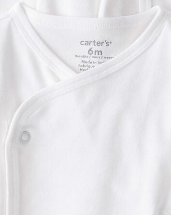 Baby 4-Pack Long-Sleeve Side-Snap Tees - White, 