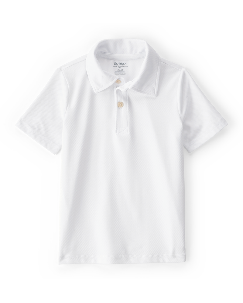 Toddler Active Polo in Moisture Wicking BeCool™ Fabric - White, image 1 of 3 slides