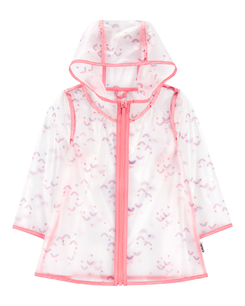 Toddler Rainbow Translucent Rain Jacket - Pink, image 1 of 2 slides