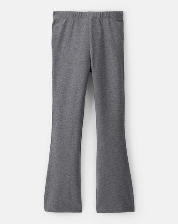 Kid Solid Cotton Flare Stretch Leggings - Grey, 