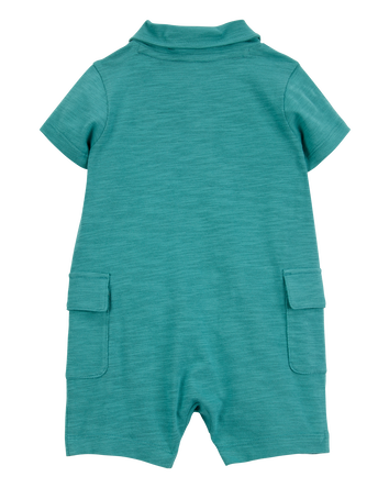 Baby Polo Cotton Romper -Green, 