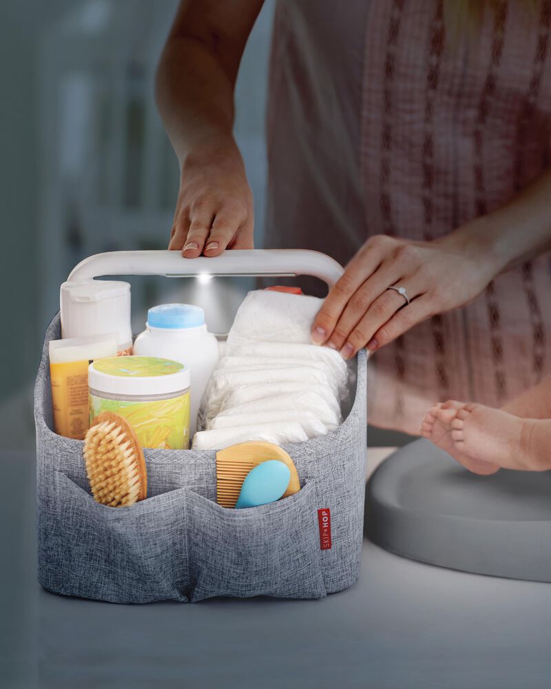 Nursery Style Light-Up Diaper Caddy - Heather Grey, image 2 of 9 slides