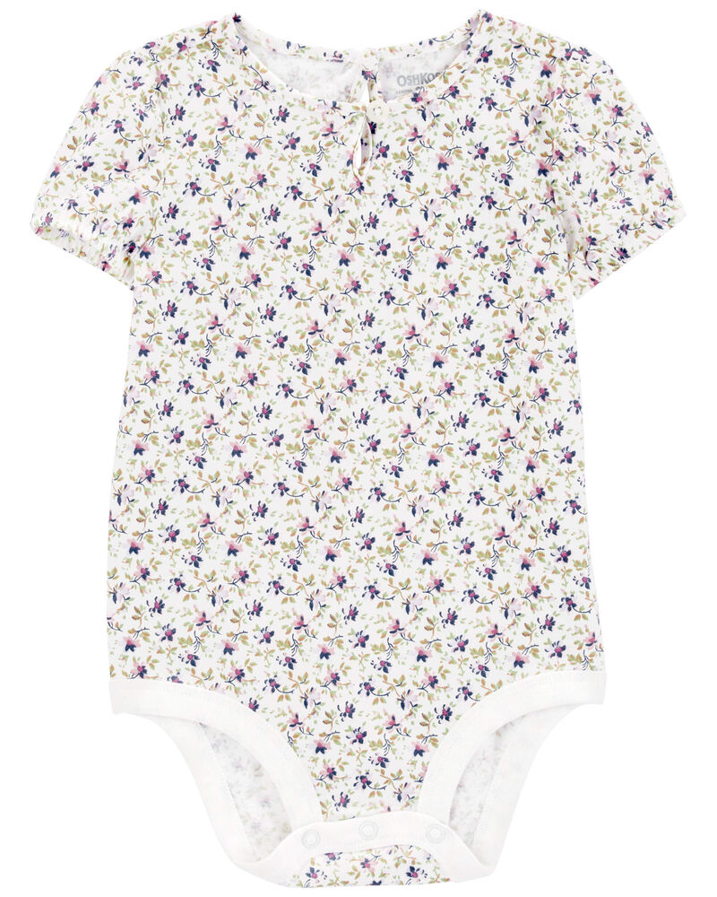 Baby Floral Print Casual Bodysuit, image 1 of 2 slides