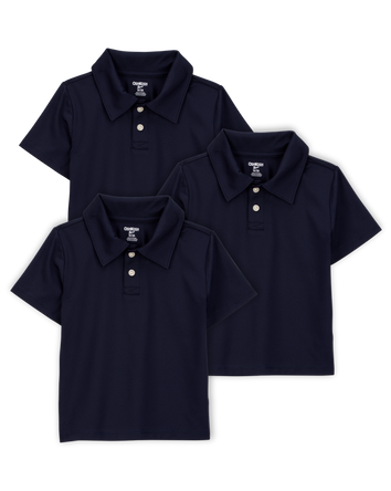 Toddler 3-Pack Active Uniform Polo Shirts in Moisture Wicking BeCool™ Fabric - Navy, 