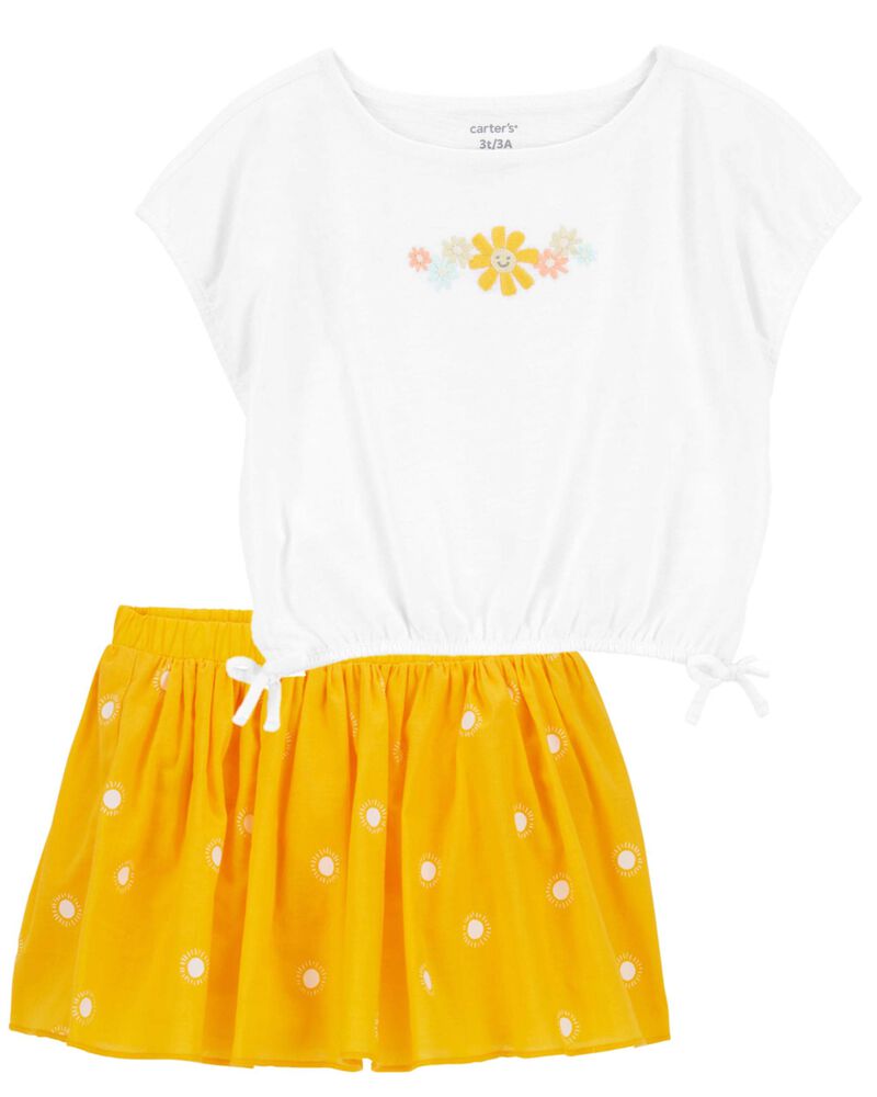 Baby 2-Piece Sunflower Top & Polka Dot Skort Set, image 1 of 1 slides