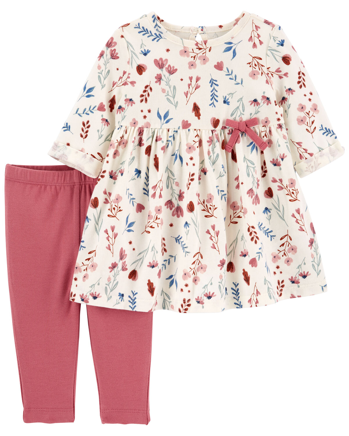 Cream/Pink 2-Piece Floral Dress & Legging Set | carters.com