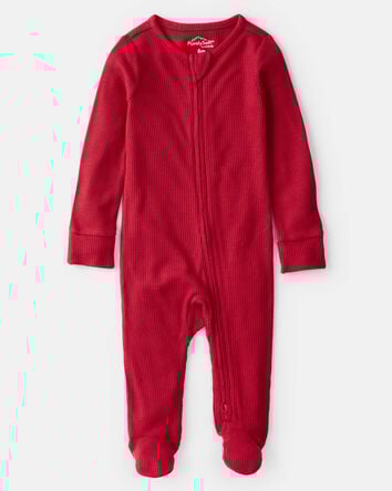 Baby Solid Print PurelySoft Long-Sleeve Sleep & Play Pajamas - Red, 