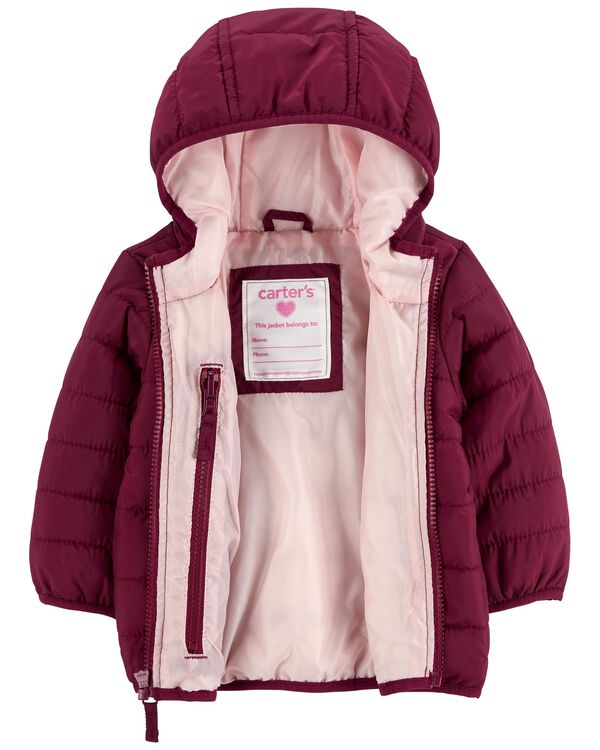 Burgundy Baby Packable Puffer Jacket