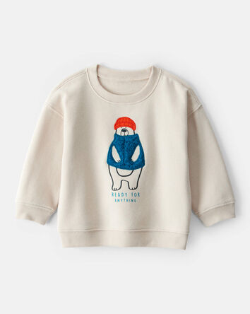 Baby Boy DayDream Fleece Bear Pullover Sweatshirt - Cream, 