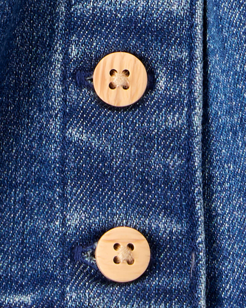 Baby Girl Denim Button-Front Skirt - Blue, image 2 of 3 slides