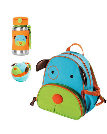 Zoo Little Kid Backpack Straw Bottle & Snack Cup Set - Dog, 