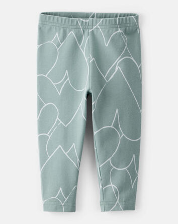 Baby Girl Cotton Heart Stretch Leggings - Green, 