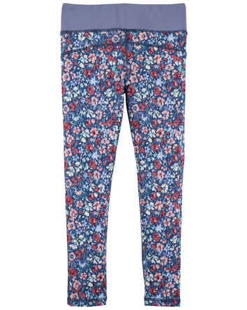 Kid Floral Print Active Leggings in BeCool™ Fabric, 