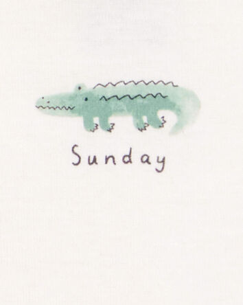 Baby 7-Pack Days Of The Week Short-Sleeve Cotton Bodysuits - Ivory, 