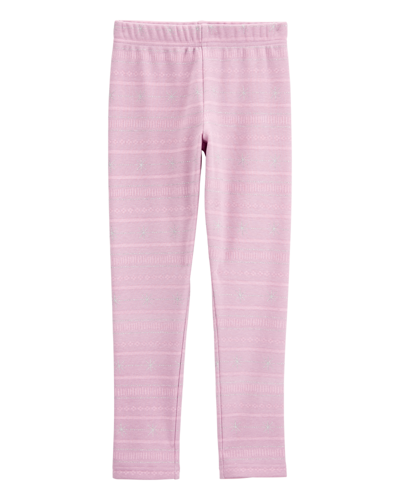 Kid Striped Cozy Fleece Leggings, image 1 of 5 slides