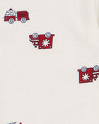Baby 4-Pack Long-Sleeve Firetruck Bodysuits, image 5 of 7 slides