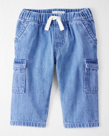 Baby Organic Cotton Chambray Cargo Pants, 