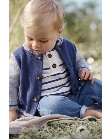 Baby Sweater Knit Varsity Jacket, 