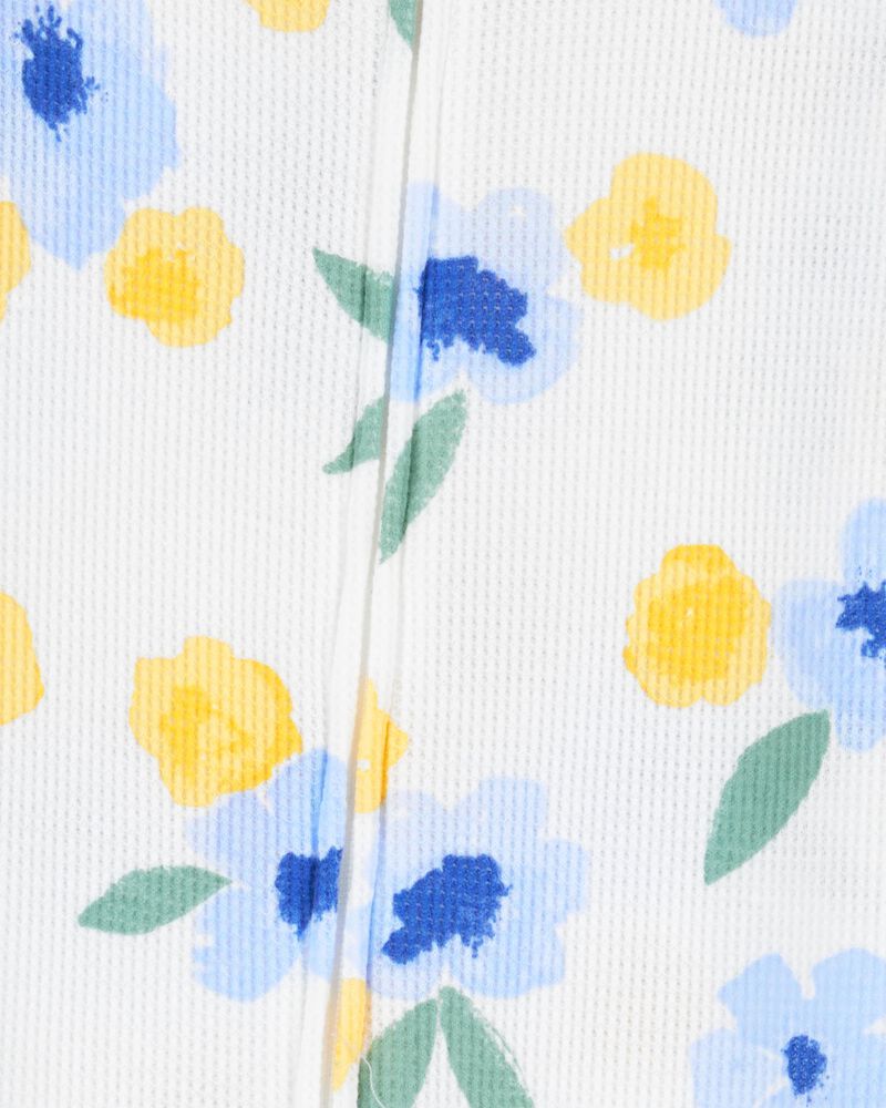 Toddler Girl Floral Waffle Knit Footie 1-Piece Pajamas, image 2 of 4 slides