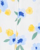 Toddler Girl Floral Waffle Knit Footie 1-Piece Pajamas, image 2 of 4 slides