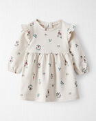 Baby Organic Cotton French Terry Dress in Berry Blossom Print, image 1 of 7 slides