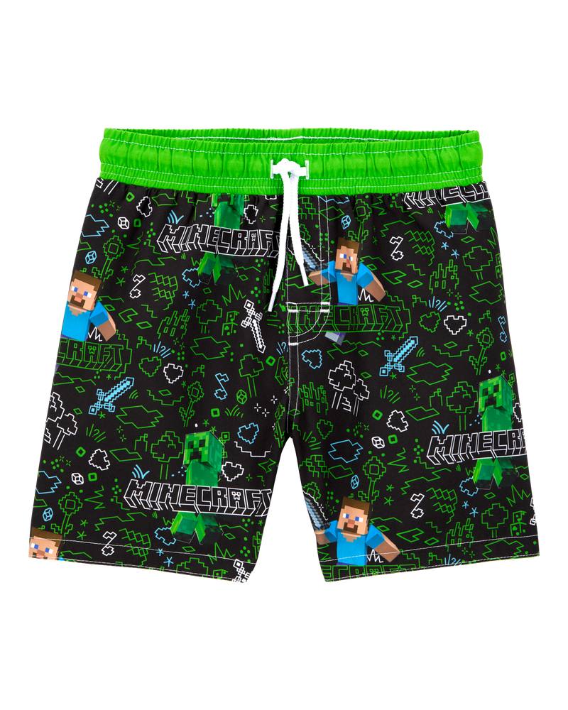 Kid Minecraft® Swim Trunks - Green, image 1 of 3 slides