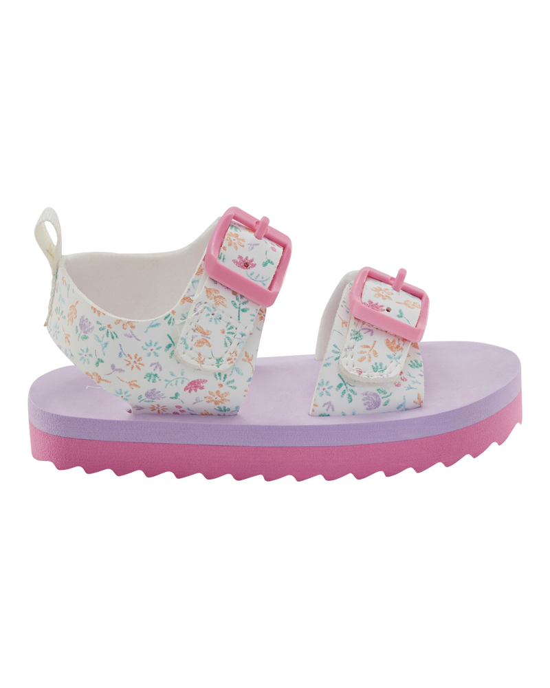 Toddler Casual Floral Sandals - Pink/White, image 2 of 7 slides